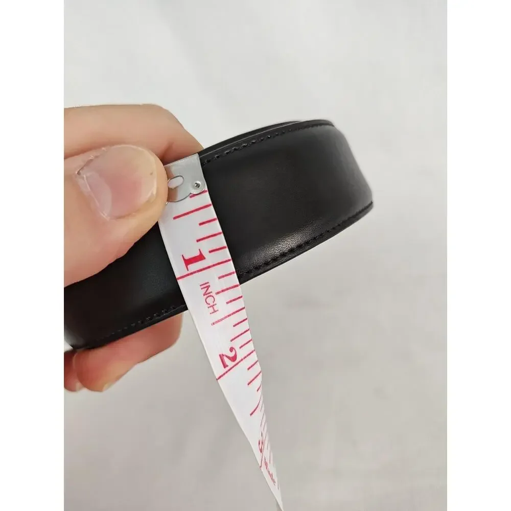 Penguin Black Genuine Bonded leather Silver‎ Tone Buckle Men's Belt 40